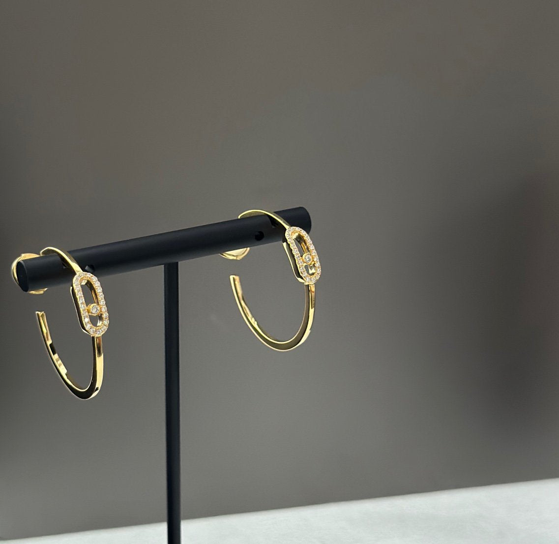 [⭐Shinejoy]CREOLES MOVE UNO PM DIAMOND EARRINGS