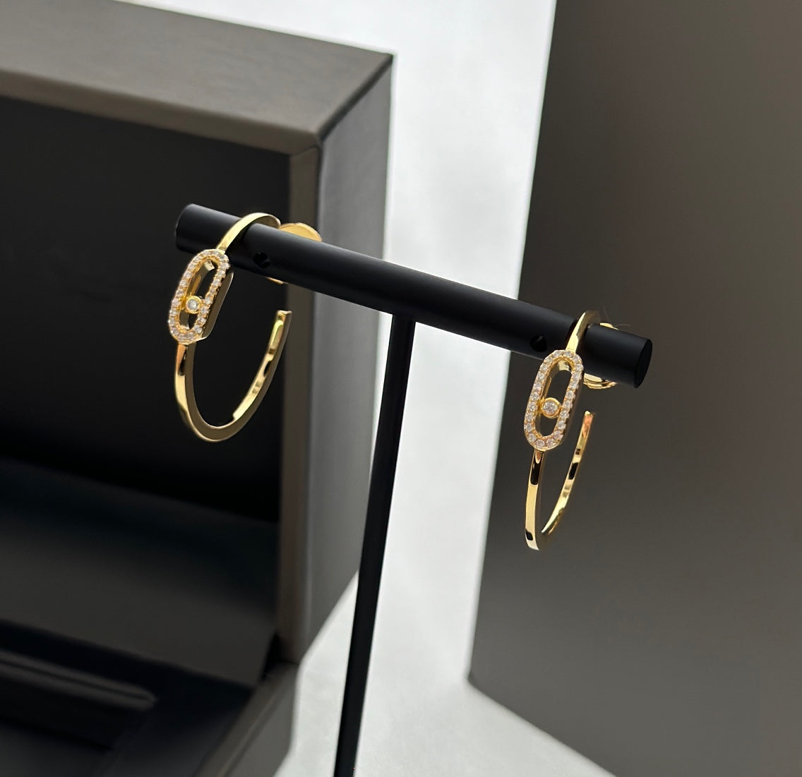 [⭐Shinejoy]CREOLES MOVE UNO PM DIAMOND EARRINGS