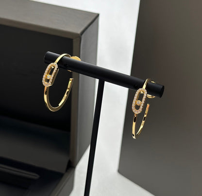[⭐Shinejoy]CREOLES MOVE UNO PM DIAMOND EARRINGS