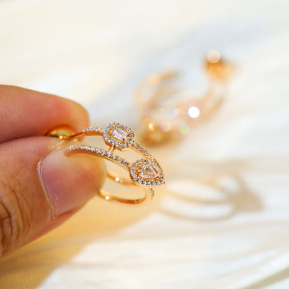 [⭐Shinejoy]CREOLES MY TWIN 2 RANGS SILVER DIAMOND EARRINGS