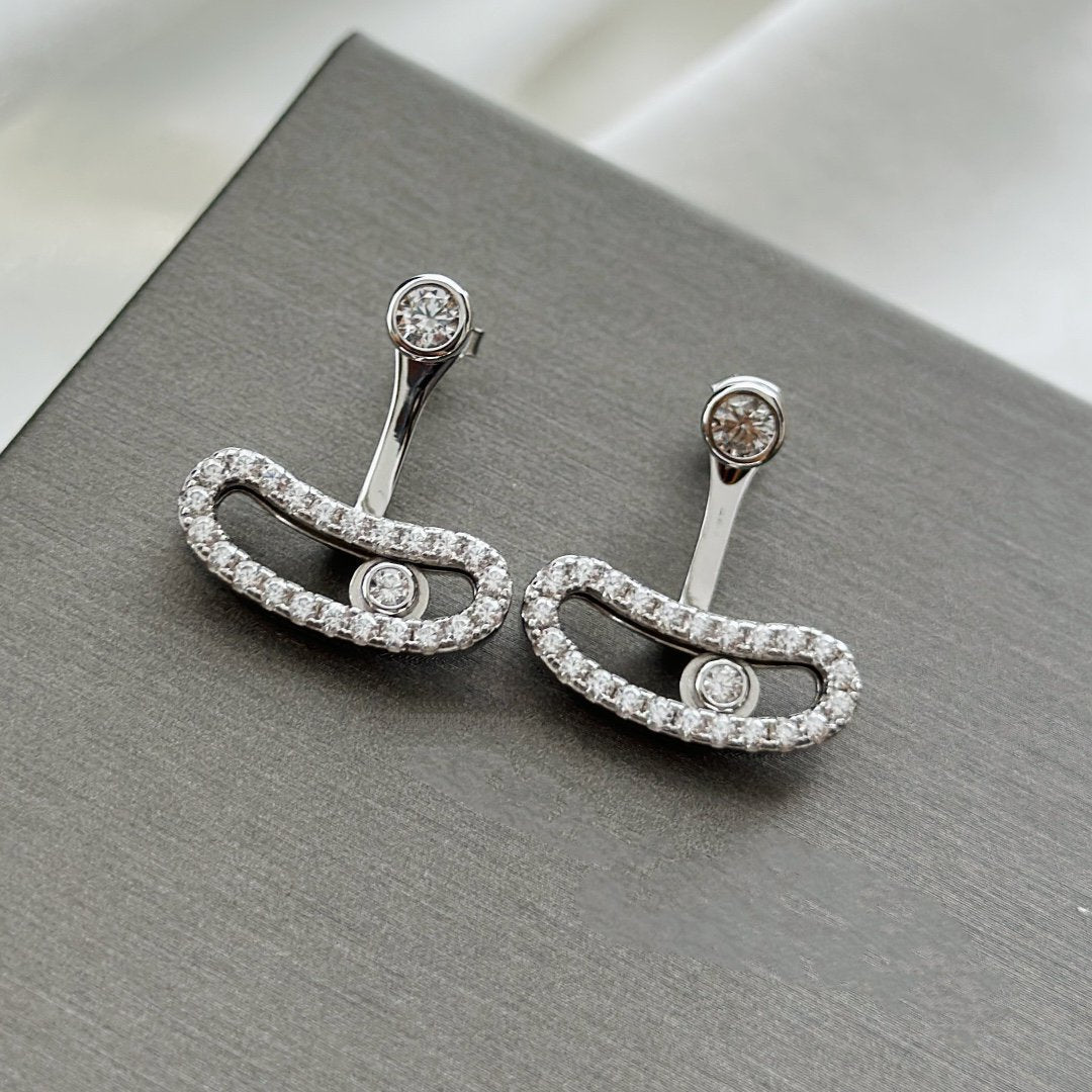 [⭐Shinejoy]MOVE UNO SILVER DIAMOND EARRINGS