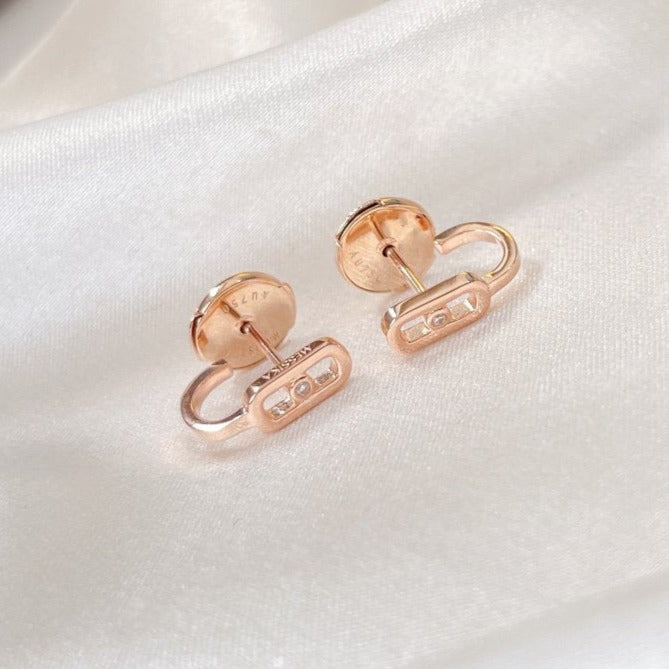 [⭐Shinejoy]CREOLES MOVE UNO MINI 1 DIAMOND EARRINGS