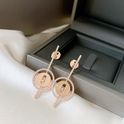 [⭐Shinejoy]Demo MOVE ARROW PINK GOLD DIAMOND EARRINGS
