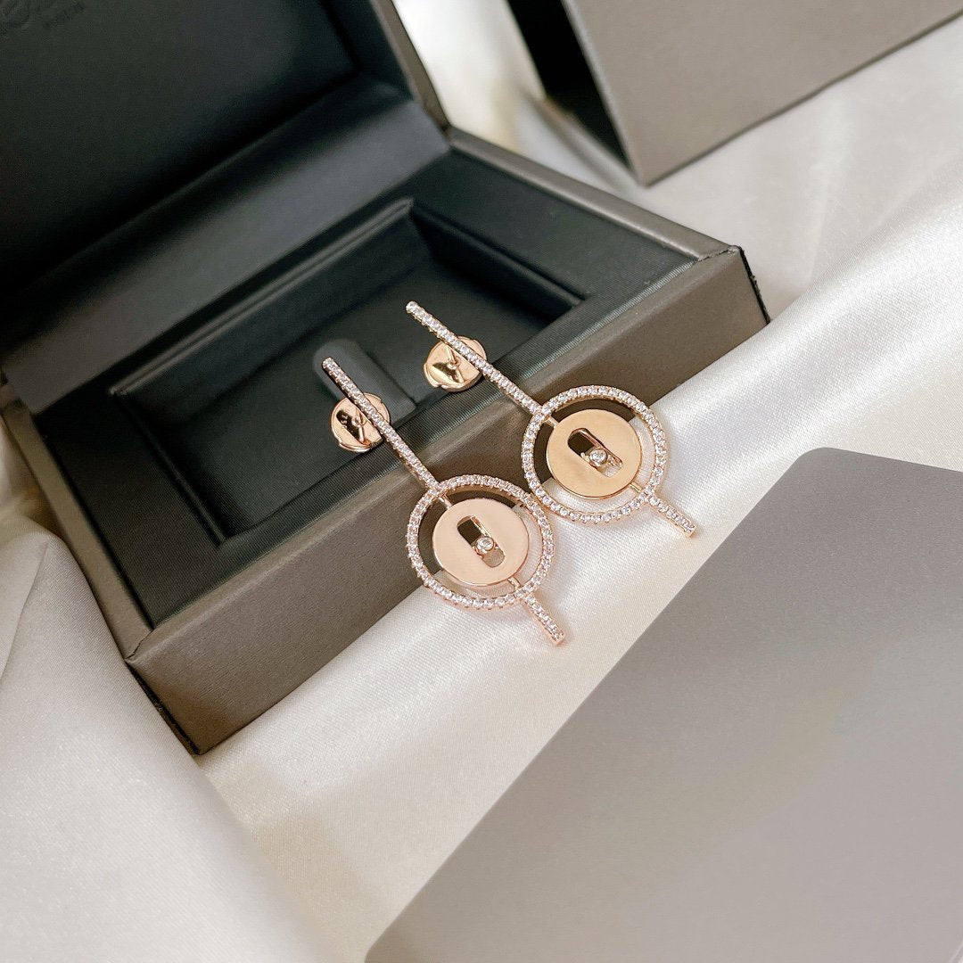 [⭐Shinejoy]Demo MOVE ARROW PINK GOLD DIAMOND EARRINGS