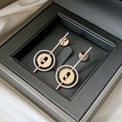 [⭐Shinejoy]Demo MOVE ARROW PINK GOLD DIAMOND EARRINGS