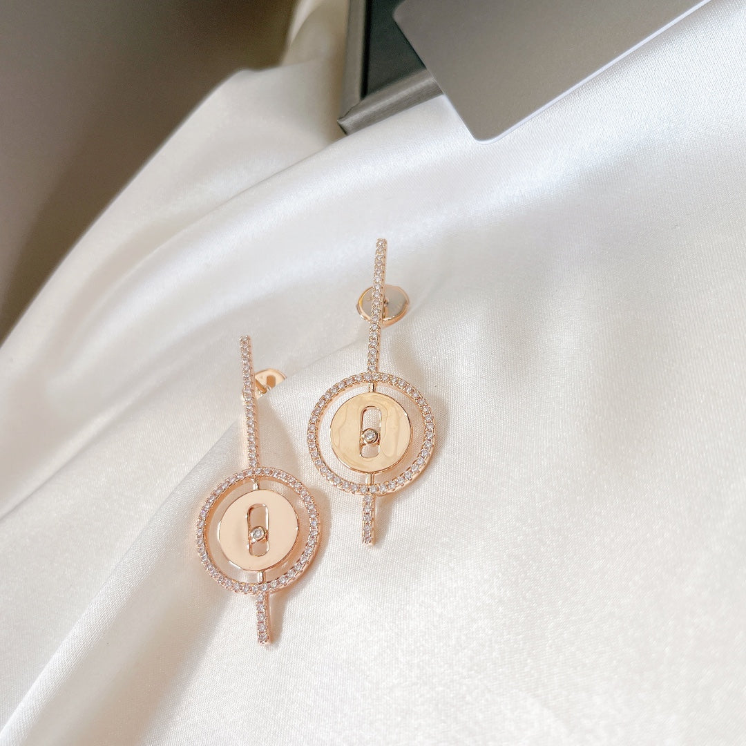 [⭐Shinejoy]Demo MOVE ARROW PINK GOLD DIAMOND EARRINGS