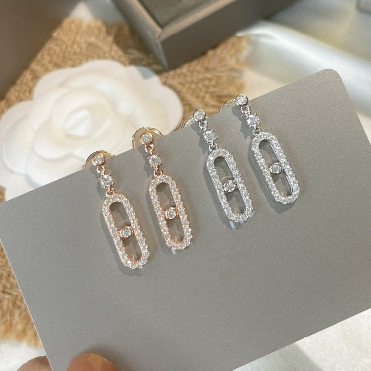 [⭐Shinejoy]DORMEUSES MOVE UNO DIAMOND EARRINGS