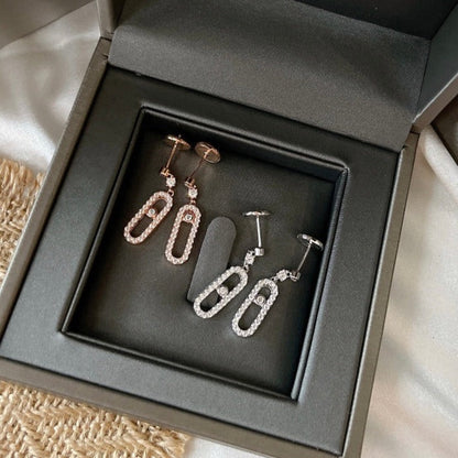 [⭐Shinejoy]DORMEUSES MOVE UNO DIAMOND EARRINGS
