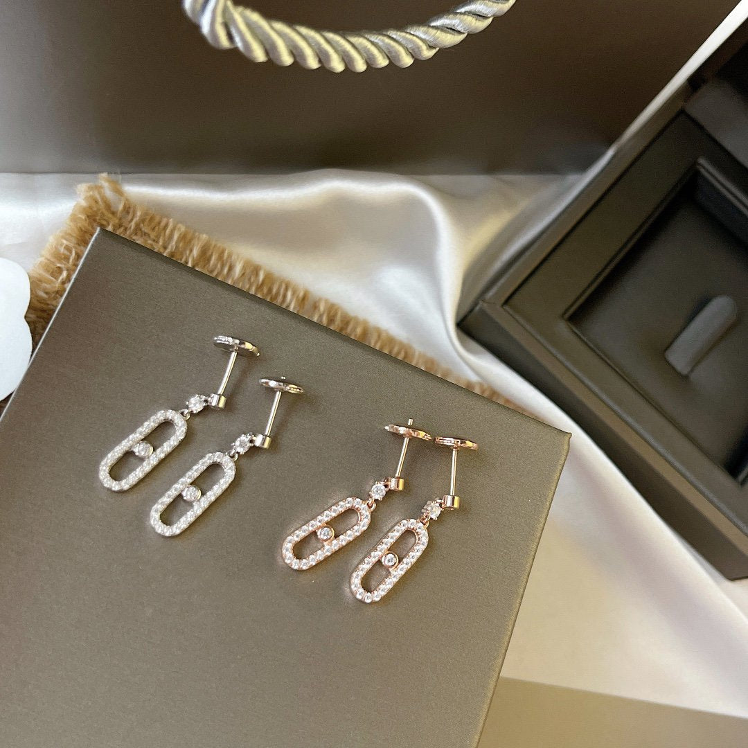 [⭐Shinejoy]DORMEUSES MOVE UNO DIAMOND EARRINGS