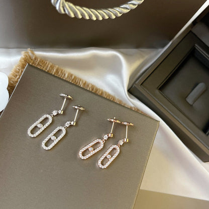 [⭐Shinejoy]DORMEUSES MOVE UNO DIAMOND EARRINGS
