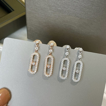 [⭐Shinejoy]DORMEUSES MOVE UNO DIAMOND EARRINGS