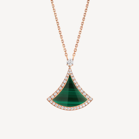 [⭐Shinejoy]DREAM MALACHITE DIAMOND PAVED PINK GOLD NECKLACE