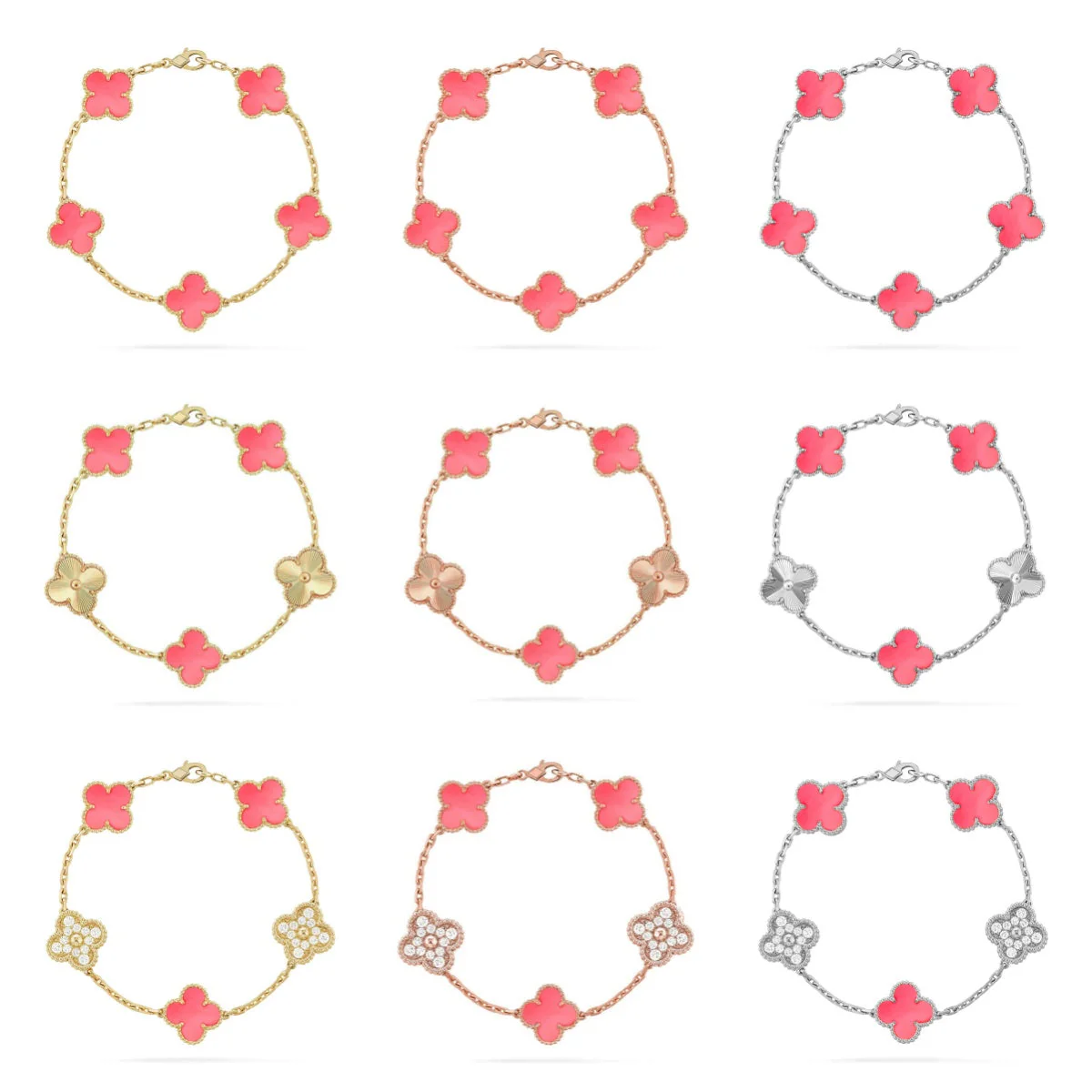 [⭐Shinejoy] CLOVER 5 MOTIFS  PINK MOP BRACELET COLLECTION