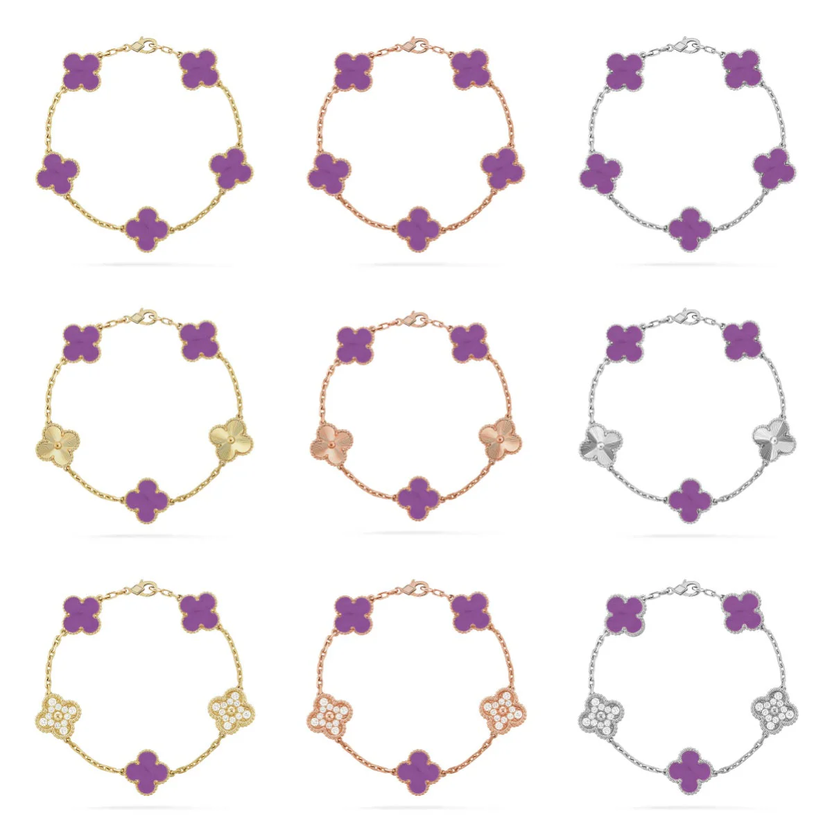 [⭐Shinejoy] CLOVER 5 MOTIF VIOLET BRACELET COLLECTION