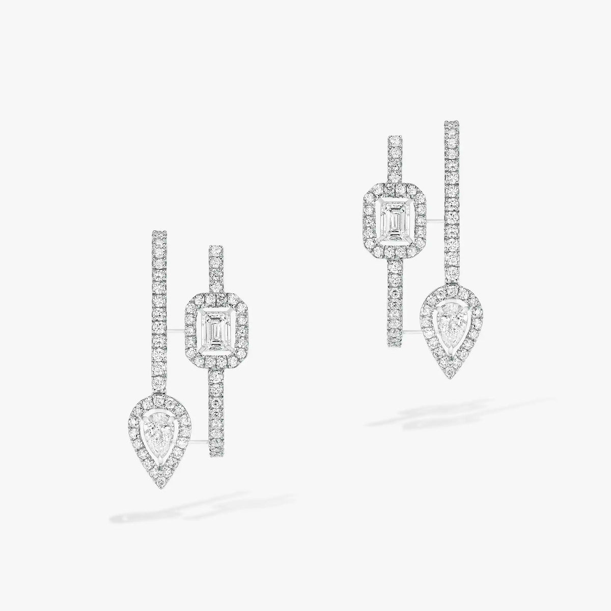 [⭐Shinejoy]CREOLES MY TWIN 2 RANGS SILVER DIAMOND EARRINGS