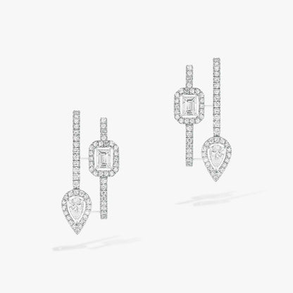 [⭐Shinejoy]CREOLES MY TWIN 2 RANGS SILVER DIAMOND EARRINGS