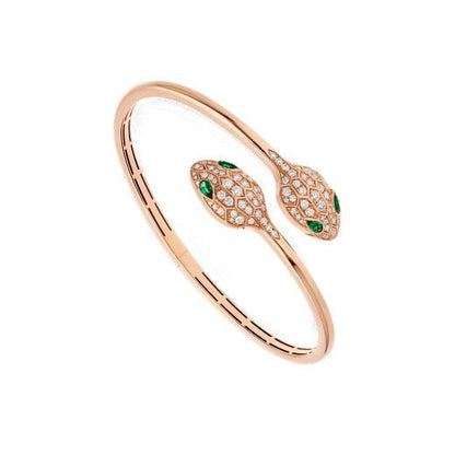 [⭐Shinejoy]SERPENTI BRACELET PINK GOLD MALACHITE DIAMOND DOUBLE SNAKE