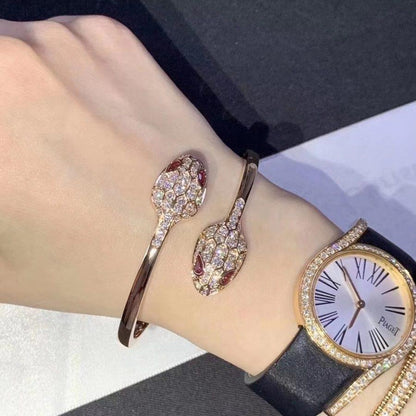 [⭐Shinejoy]SERPENTI BRACELET PINK GOLD DIAMOND DOUBLE SNAKE