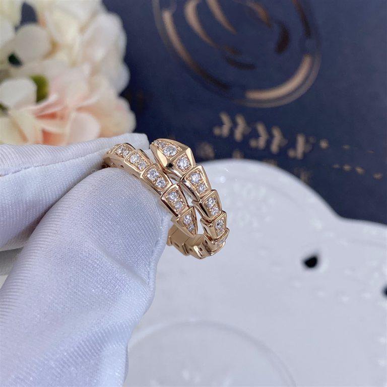 [⭐Shinejoy]SERPENTI RING PINK GOLD DIAMOND PAVED 4MM