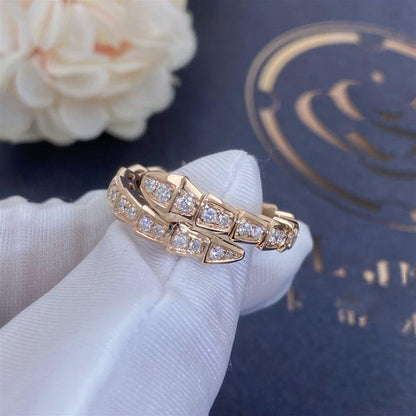 [⭐Shinejoy]SERPENTI RING PINK GOLD DIAMOND PAVED 4MM
