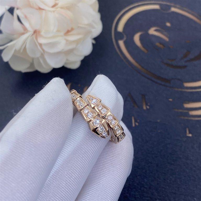 [⭐Shinejoy]SERPENTI RING PINK GOLD DIAMOND PAVED 4MM