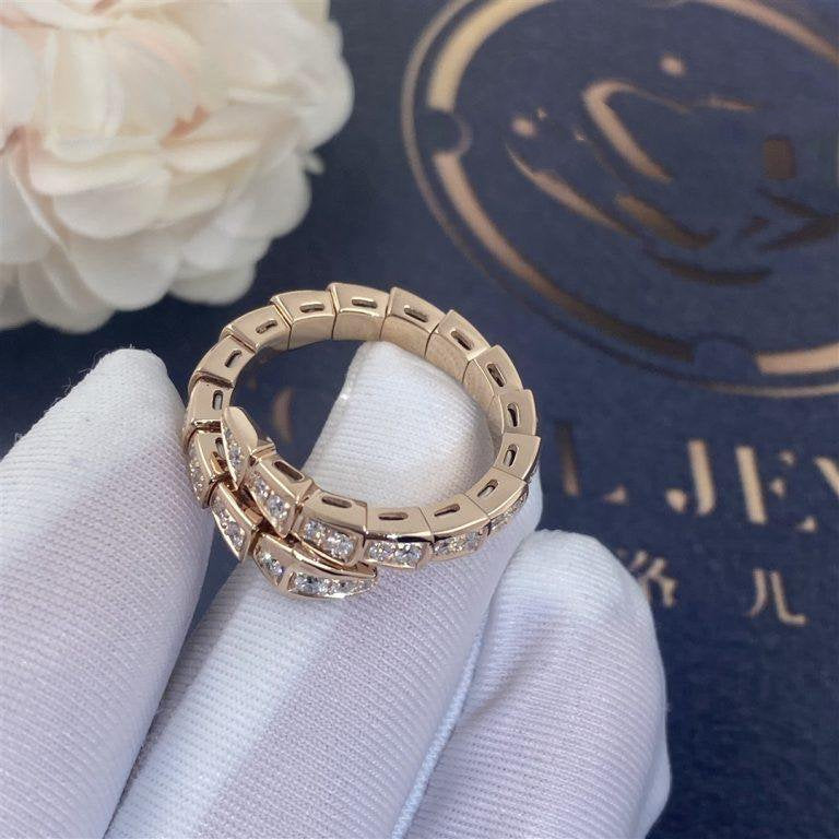 [⭐Shinejoy]SERPENTI RING PINK GOLD DIAMOND PAVED 4MM