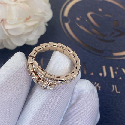 [⭐Shinejoy]SERPENTI RING PINK GOLD DIAMOND PAVED 4MM