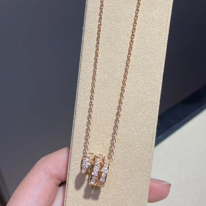 [⭐Shinejoy]SERPENTI PINK GOLD NECKLACE DOUBLE RING DIAMOND