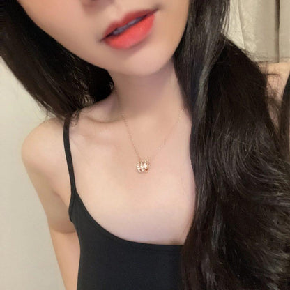 [⭐Shinejoy]SERPENTI PINK GOLD NECKLACE DOUBLE RING DIAMOND