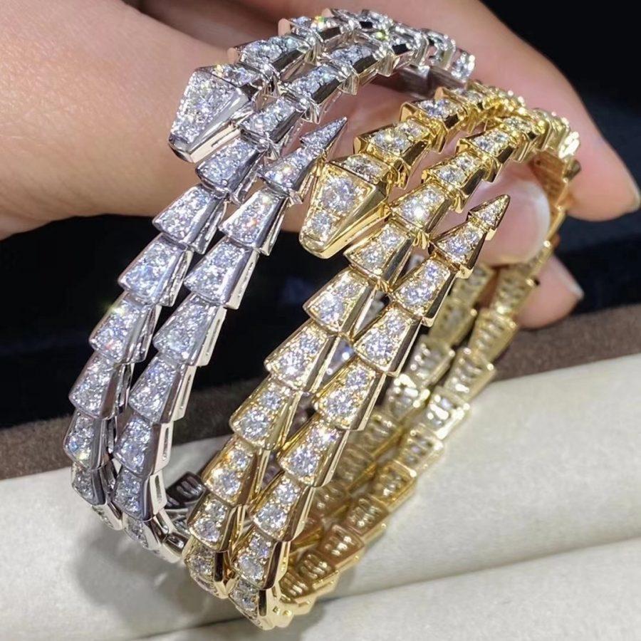 [⭐Shinejoy]SERPENTI BRACELET GOLD DIAMOND DOUBLE ROW