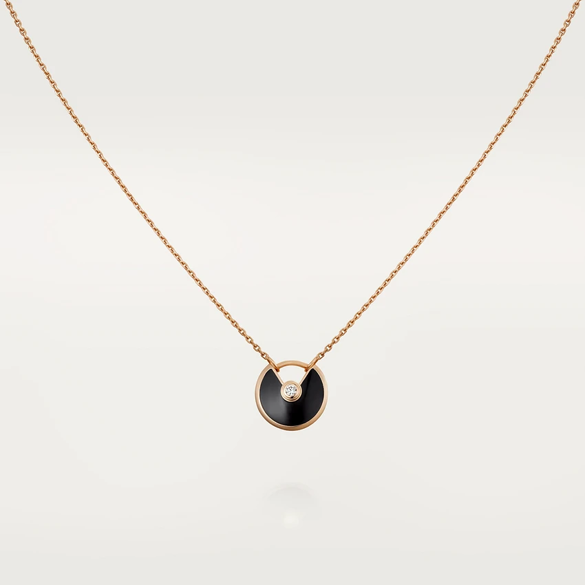 [⭐Shinejoy]AMULETTE ROSE GOLD ONYX NECKLACE