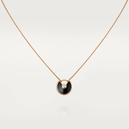 [⭐Shinejoy]AMULETTE ROSE GOLD ONYX NECKLACE