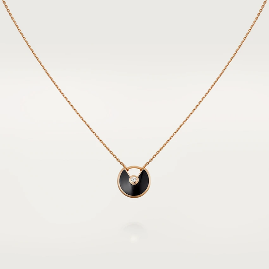 [⭐Shinejoy]AMULETTE ROSE GOLD ONYX NECKLACE