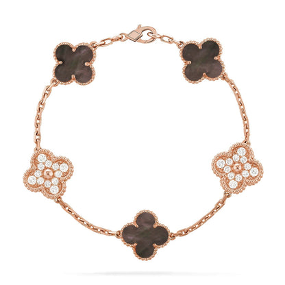 [Shinejoy] CLOVER 5 MOTIF GRAY MOP BRACELET COLLECTION