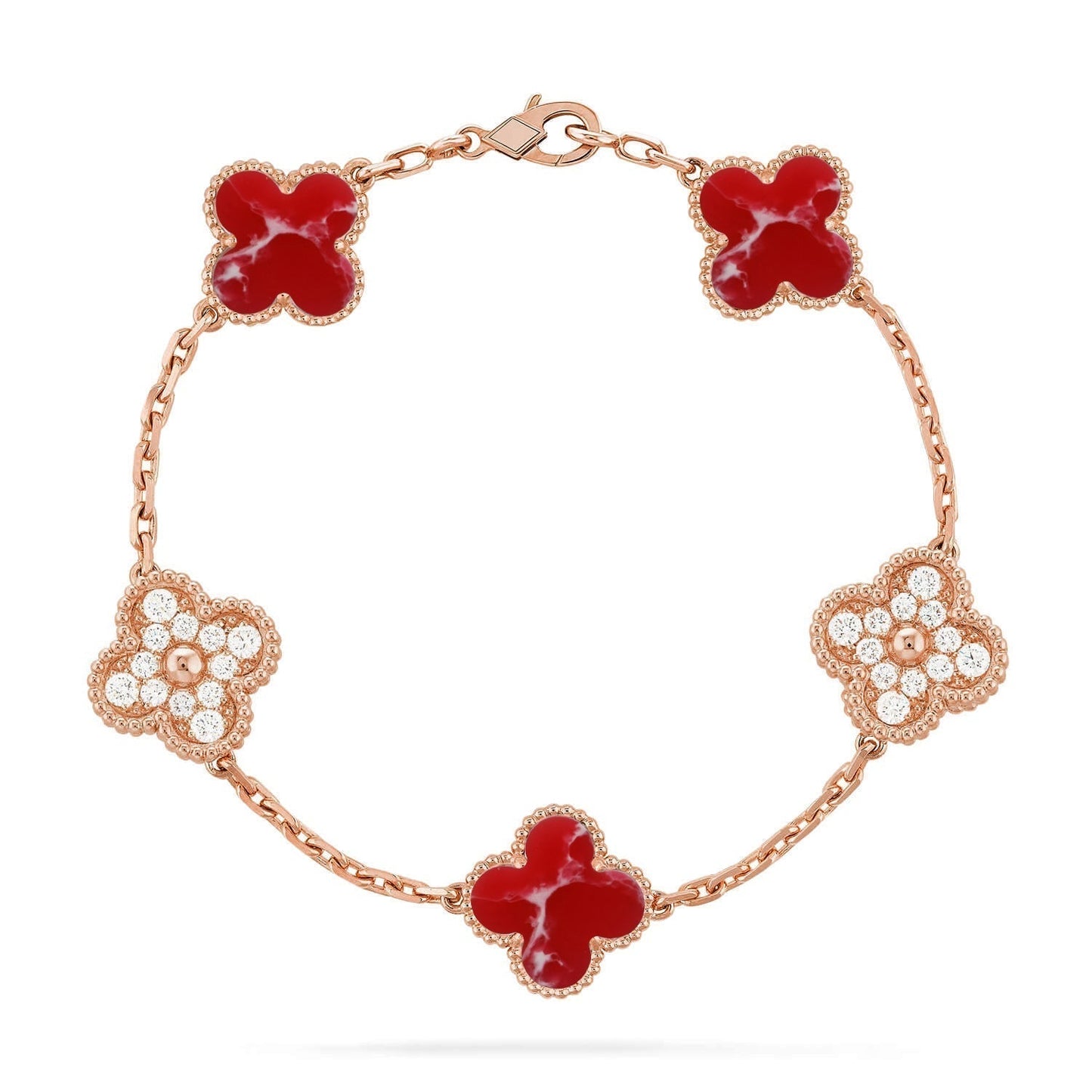 [Shinejoy]CLOVER 5 MOTIF RED PATTERN BRACELET COLLECTION