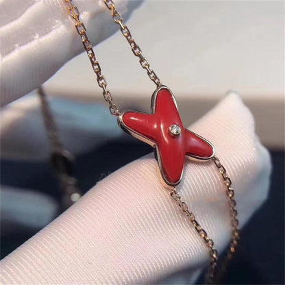 [⭐Shinejoy]JEUX BRACELET CARNELIAN PINK GOLD 1 DIAMOND