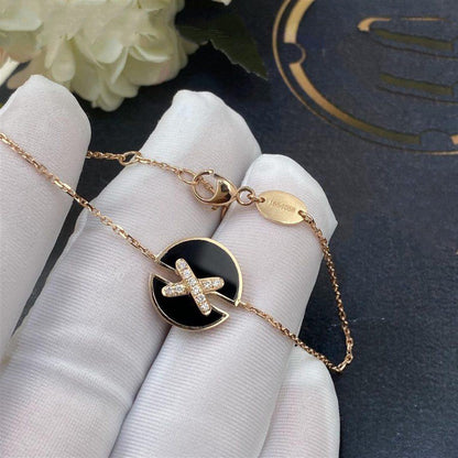 [⭐Shinejoy]JEUX DE BRACELET ONYX PINK GOLD DIAMOND