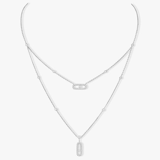 [⭐Shinejoy]MOVE 2 ROW DIAMOND NECKLACE