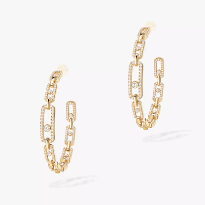 [[⭐Shinejoy]Move Link Diamond Hoop Earrings