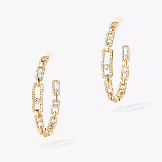 [[⭐Shinejoy]Move Link Diamond Hoop Earrings