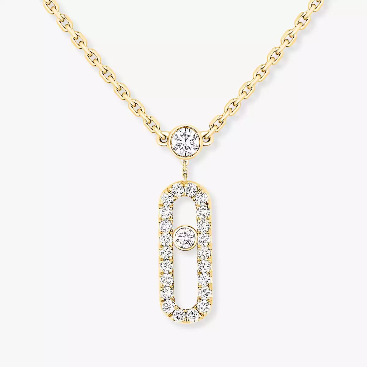 [⭐Shinejoy]2 Rows Rose Gold Diamond Pave_ Necklace Move Uno