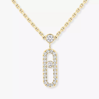 [⭐Shinejoy]2 Rows Rose Gold Diamond Pave_ Necklace Move Uno