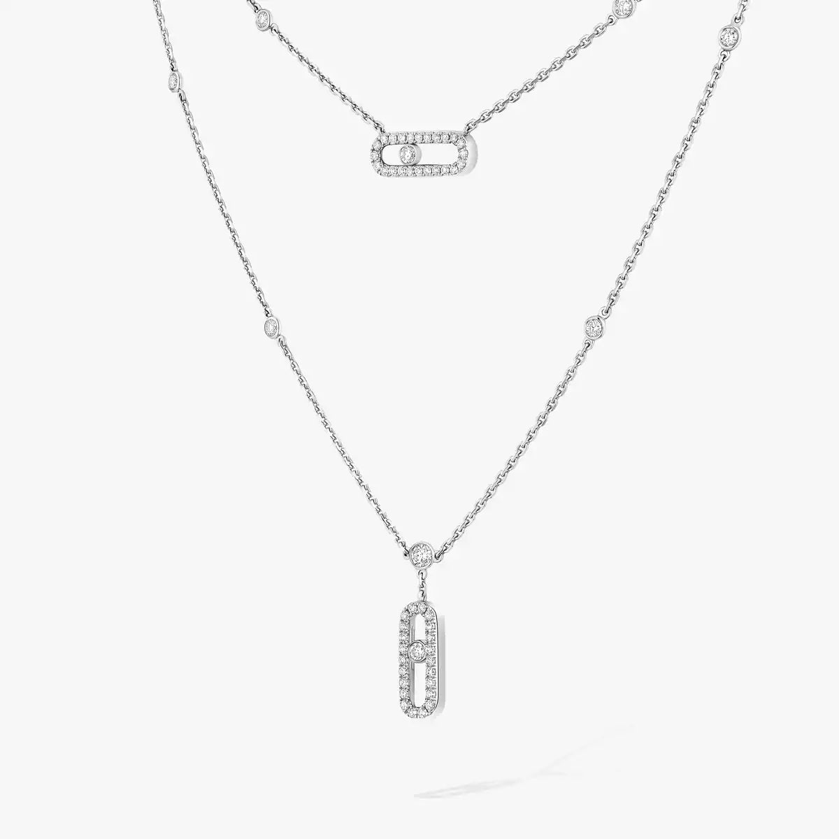 [⭐Shinejoy]2 Rows Rose Gold Diamond Pave_ Necklace Move Uno