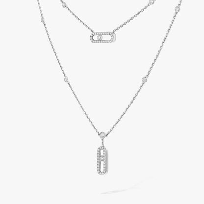 [⭐Shinejoy]2 Rows Rose Gold Diamond Pave_ Necklace Move Uno