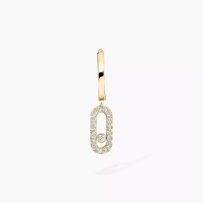 [⭐Shinejoy]Move Uno Single Diamond Hoop Earring