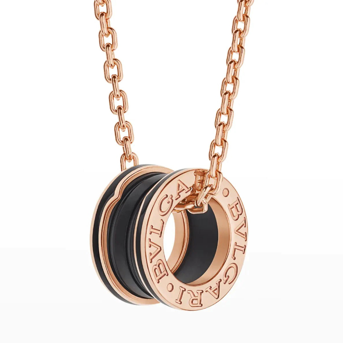 [⭐Shinejoy]ZERO 1 BLACK CERAMIC PINK GOLD NECKLACE