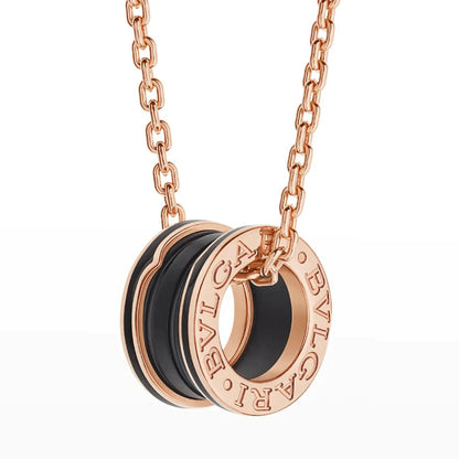 [⭐Shinejoy]ZERO 1 BLACK CERAMIC PINK GOLD NECKLACE