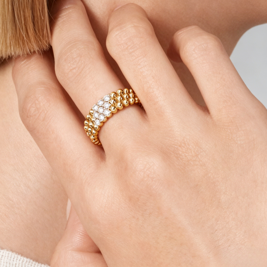 [⭐Shinejoy] THREE-ROW DIAMOND RING