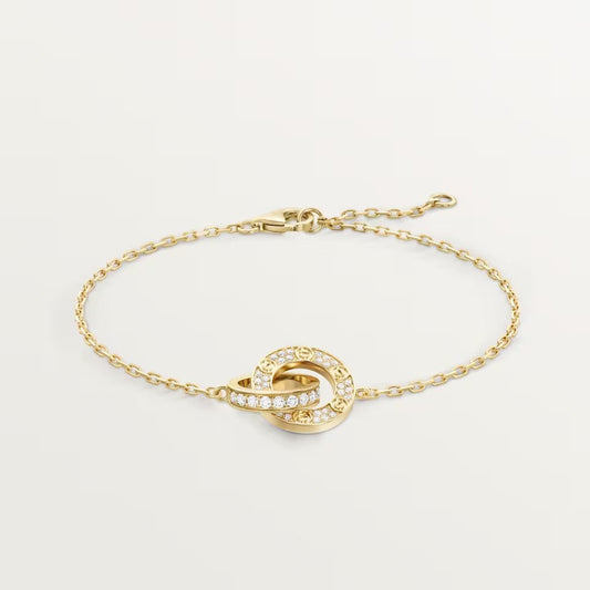 [⭐Shinejoy]LOVE DOUBLE RING FULL DIAMOND BRACELET