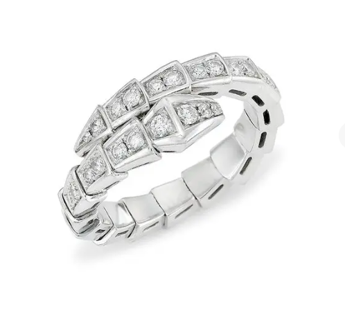 [⭐Shinejoy]SERPENTI RING SILVER DIAMOND PAVED 4MM